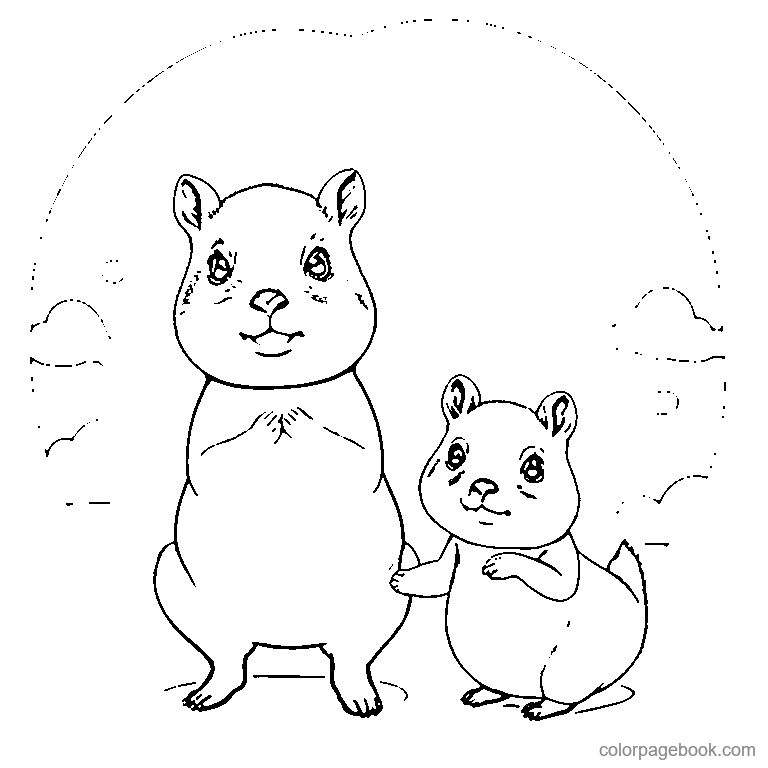 cute baby capybara coloring page