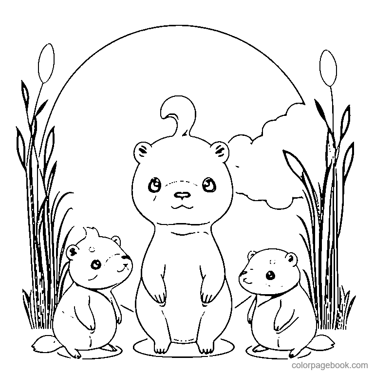 cute capybara sitting coloring page