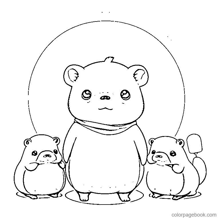 cute capybara standing coloring page
