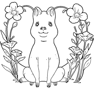 cute capybara with simple flowers